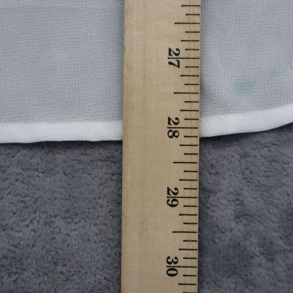 EM Shirt Womens White Blue Sleeveless Collared Button Sheer High Low Hem - Picture 5 of 15